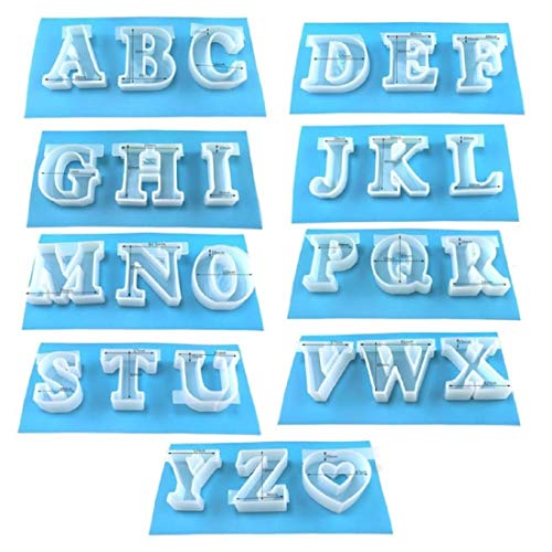 Yalulu Groß Alphabet Epoxidharz Formen Resin Mold Form Silikonform Gießform DIY Harz Casting Formen Silikon Schmucksache Silikonform (1 Set)