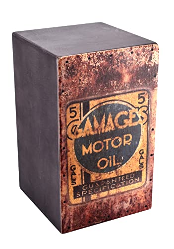 VOLT Cool Cajon 2 „Motor Oil“, Professionelle Cajon mit einstellbarem Snaresystem, Birkenholz, 4-fach Lackierung, Schlagfläche bedruckt, Made in Spain