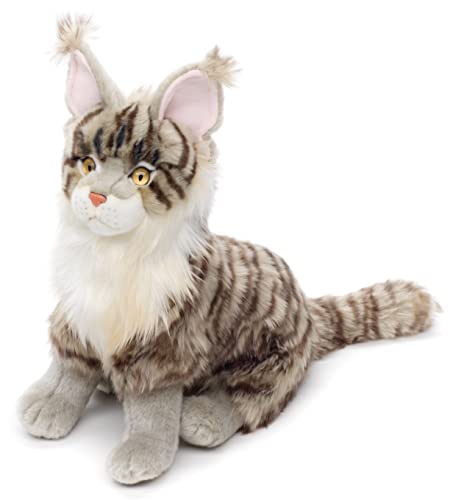 Uni-Toys - Maine-Coon-Katze, sitzend (grau) - 30 cm (Höhe) - Plüsch-Katze - Plüschtier, Kuscheltier