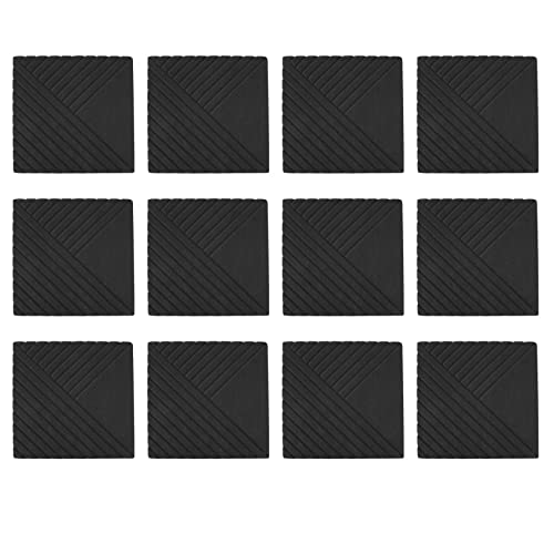 Piarktoy Akustikplatten, 30,5 x 30,5 x 1,1 cm, schalldichte Schaumstoffplatten, dekorative schalldichte Wandpaneele, schwarz, 12 Stück
