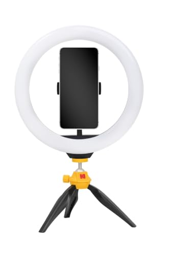 KODAK Selfie LED Ringlicht mit Stativ für alle Smartphones (25cm Durchmesser, Verstellbare Helligkeit und Farbbalance, 1600 Lumen, Perfekt für Instagram, Snapchat, Tik Tok und Co.)