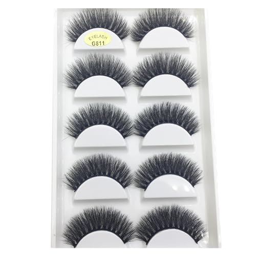 UAMOU 10/50 Boxen 5 Paar 3D Nerz Falsche Wimpern Weiche Wimpern Make-up Wimpern Faux Cils Cilios Maquiagem Cheerfully (Color : 5Pairs G811, Size : 100 Boxes 50 Pairs)