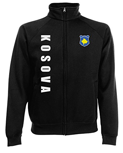 AkyTEX Kosovo Kosova Sweatjacke Jacke Trikot Wunschname Wunschnummer (Schwarz, L)