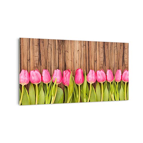 DekoGlas Küchenrückwand 'Tulpen vor Holz' in div. Größen, Glas-Rückwand, Wandpaneele, Spritzschutz & Fliesenspiegel