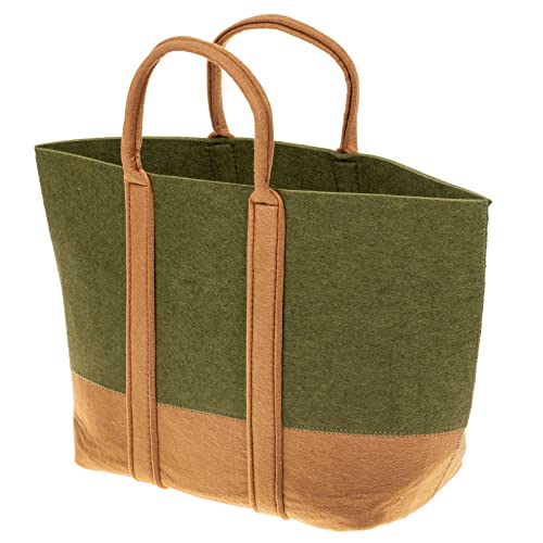 SIDCO Filztasche Shopper grün Tragetasche groß Einkaufstasche Filz Handtasche braun