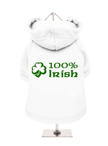 "St. Patrick: 100% Irish" UrbanPup Hunde Sweatshirt (weiß/grün)