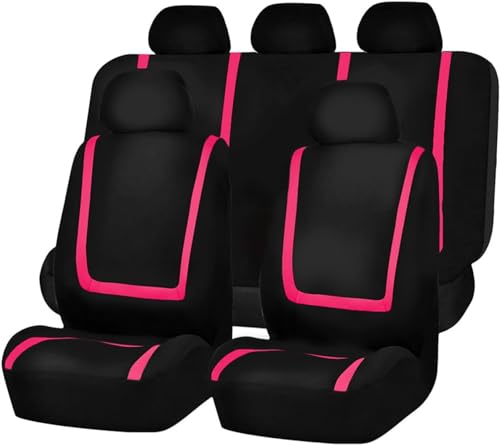 HERSIL Autositzbezüge für Opel Corsa F/e-Corsa 2019-2023,Wasserdicht Verschleißfest Innenraum Schonbezüge sitzschoner Auto Accessories,E-Black pink