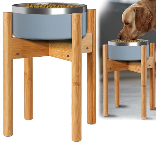 ZPirates r Hundenapfständer für große Hunde – ausziehbarer Halter (20,3 cm - 27,9 cm breit, 35,6 cm hoch) passend für Futternapf und Wassernapf in verschiedenen Größen – natürliches Bambusholz