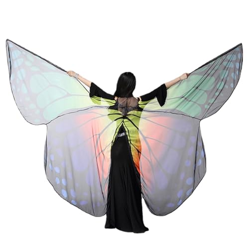 NOVSKI Bauchtanz-Flügel-Kostüm für Damen, Performance-Requisiten, Karneval, Festival, Outfit, Feenkleidung