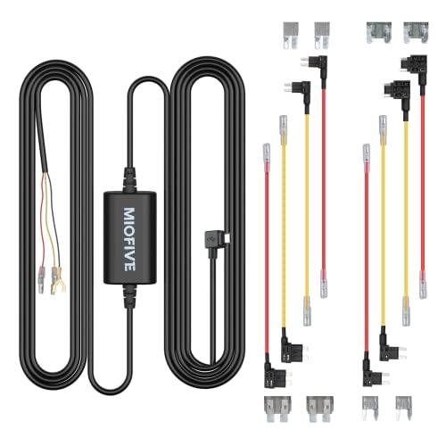 Dashcam Hardwire-Kit, Miofive 11,5 Fuß Micro USB Hard Wire Kit für Dashcam Konvertiert 12 V-24 V bis 5 V/2,4 A mit Sicherungssatz, Aktiviert den Parkmodus, Niederspannungsschutz für Dashcams