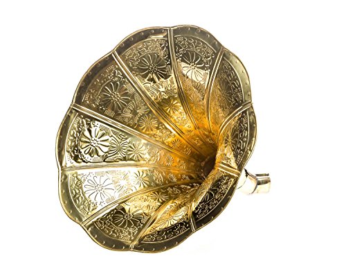 aubaho Trichter Grammophon Horn goldfarben mit Verzierungen im antik Stil