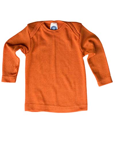 Cosilana, Baby Unterhemd Langarm, 70% Wolle 30% Seide (98/104, Orange)