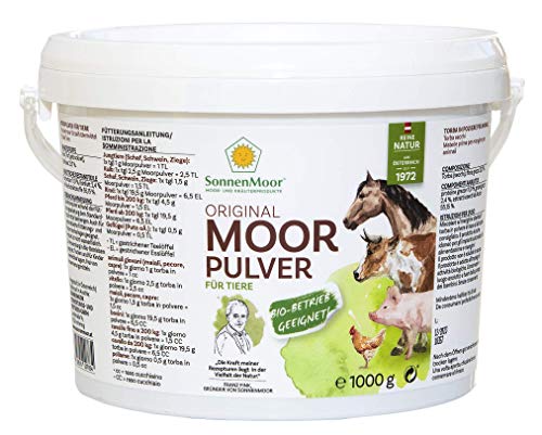 SonnenMoor Moorpulver für Tiere 1000g, Trockenmoor zum Untermischen von Futtermittel, 100% natürlich, vegan und ohne Konservierungsstoffe, Nahrungsergänzung für Tier in 500g und 1000g erhältlich