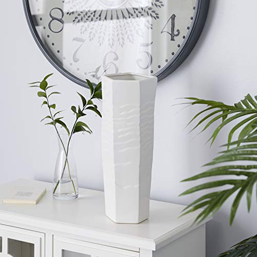 Deco 79 White Ceramic Contemporary Vase, 16 x 6 x 6, Medium