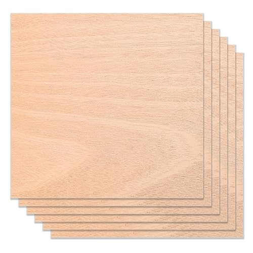 Bastelholzplatte Sperrholz Platten, 6 Stück Mahagoni-Sperrholz, 30,5 x 30,5 cm, unbehandeltes Holz für Lasergravur, CNC-Schneiden, Basteln, Malen