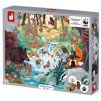 Janod J08628 Animal Footprints 81-teiliges Kinderpuzzle-Lernspiel WWF-Partnerschaft-FSC-zertifizierter Karton-Ab 6 Jahren