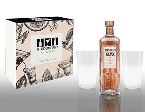 Absolut Set/Geschenkset ? Absolut Elyx Vodka 1L (50% Vol) + 2x Absolut Gläser geeicht 2/4cl