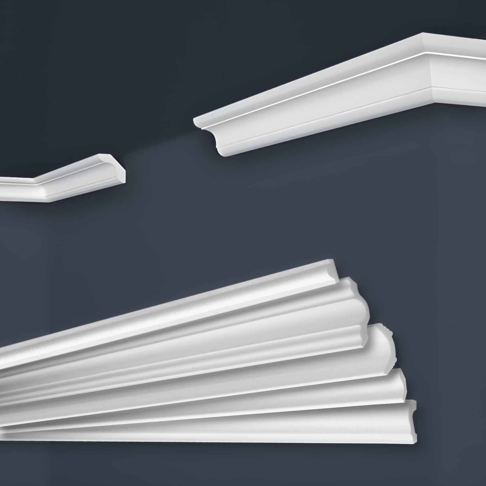 MARBET DESIGN Stuckleisten XPS Styropor weiß - Deckenleisten Deckenstuck Leisten E-Leisten - (50 Meter / 25 Leisten E-24)