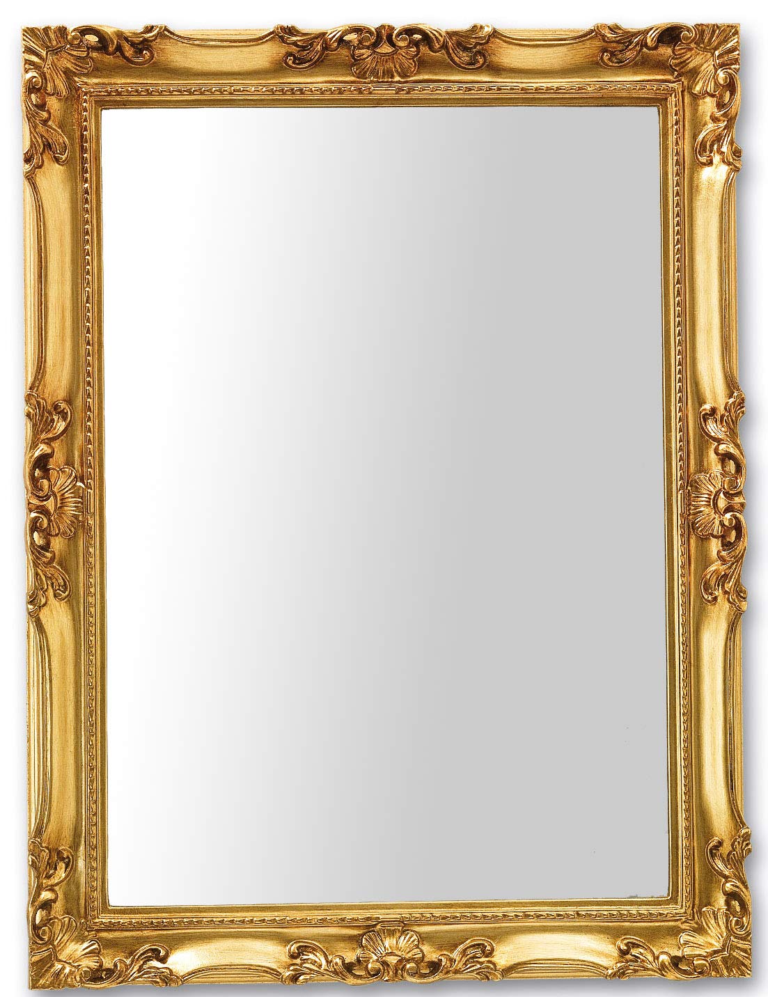 MO.WA Wandspiegel Spiegel klassisch Barock 62x82 Blattgold Rechteckig mit Holzrahmen Gold, Made in Italy, Spiegel Schlafzimmer Wohnzimmer Badezimmer, Flur