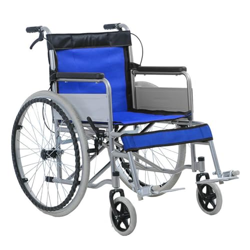 Leichter Rollstuhl für Erwachsene Klappbar Bequemer Rollstuhl Outdoor Selbstfahrend Langlebiger Scooter,Blue