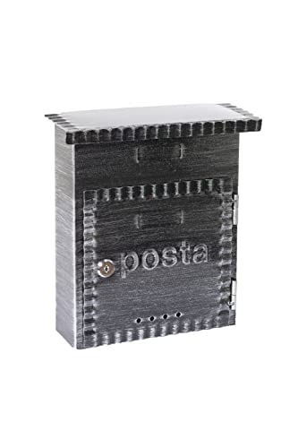 Arregui Rustica D-2201 Individueller Briefkasten aus Metall im rustikalen Stil, Größe S (DIN A5), Schwarz gebürstet, 28,5 x 26 x 10 cm