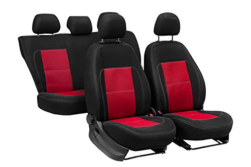 ERJOT Autositzbezüge kompatibel mit VW Caddy II Rot maßgefertigte modellspezifische Sitzbezüge Komplett Set