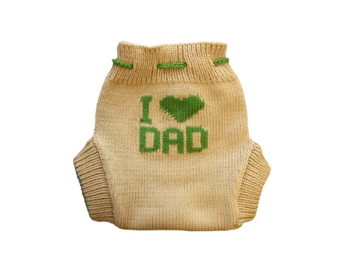 100% Merino Wolle Baby Wollwindelhose Überhosen Soaker gestrickt I love Dad S Beige-Green