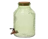 Getränkespender mit Zapfhahn 20x30cm Glas 8l - Transparenter Grün Wasserspender Kanister mit Hahn Gartenparty - Limonadenspender - Saftspender Gastro - Bowlegefäß Trinkbehälter mit Deckel