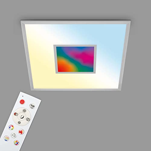 TELEFUNKEN - LED Panel RGB, LED Deckenleuchte CCT, Deckenlampe RGB Centerlight, Regenbogeneffekt, Fernbedienung, Dimmbar, Silberfarbig, 595x595x65 mm, 319804TF