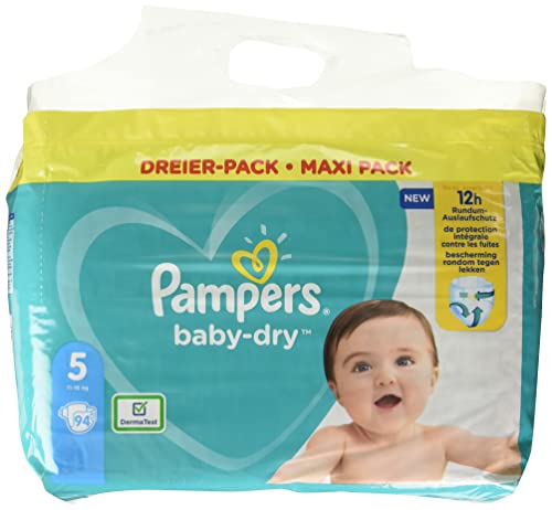 Pampers Windeln Größe 5 (11-16kg) Baby Dry , 94 Stück, Bis Zu 12 Stunden Rundum-Auslaufschutz
