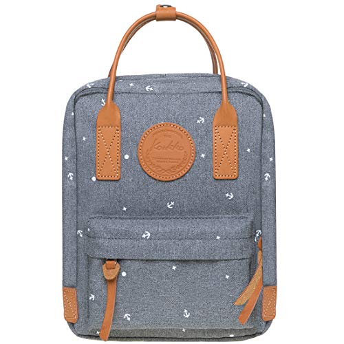 Kaukko Studenten Backpack für Mädchen Jungen & Kinder fit 8" Laptop Unisex Alltagstasche, 8.26" x 4" x 10"/ 5.46L (Grau[K1007-5])