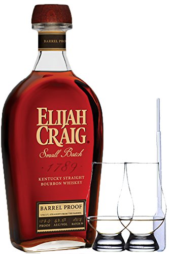 Elijah Craig Barrel Proof Bourbon Whiskey 0,7 Liter + 2 Glencairn Gläser + Einwegpipette 1 Stück
