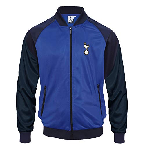 Tottenham Hotspur - Jungen Retro-Trainingsjacke - Geschenk für Fußballfans - Dunkelblau & Royalblau - 10-11 Jahre