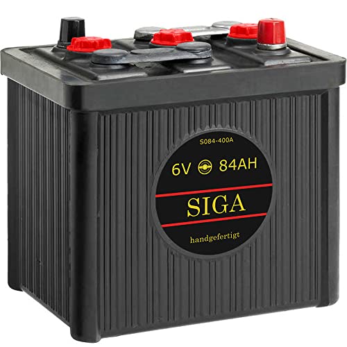 SIGA Oldtimer Batterie 6V 84Ah gefüllt geladen handgefertigt Oldtimer Batterie Autobatterie Starterbatterie