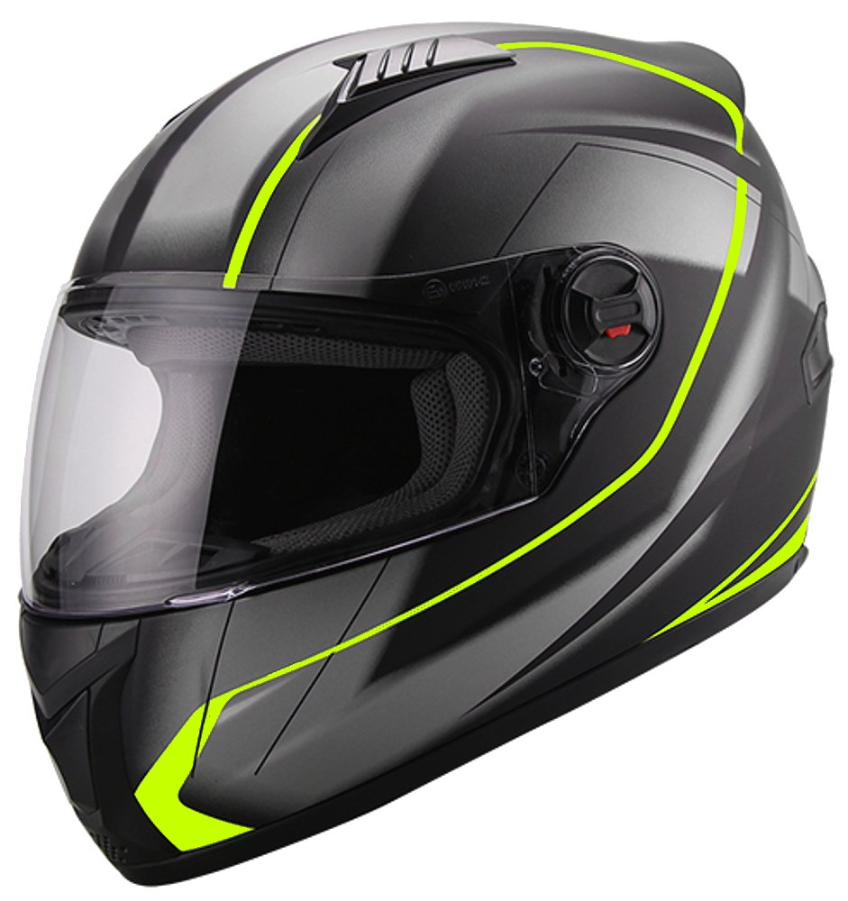 Integralhelm Helm Motorradhelm RALLOX 708 neon gelb grün schwarz matt S M L XL Größe L