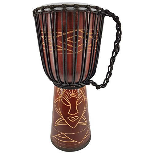 35cm Profi Djembe Trommel Bongo Drum Buschtrommel Percussion Afrika Schnitzerei - (Für Kinder im Vorschul Alter)