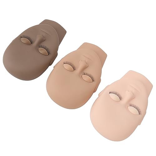 Wimpern-Mannequin-Kopf, 3 Stück, Realistisch, Unterschiedlicher Hautton, Leicht zu Reinigen, Wimpernverlängerungs-Mannequin, Vielseitig Einsetzbar, für das Training