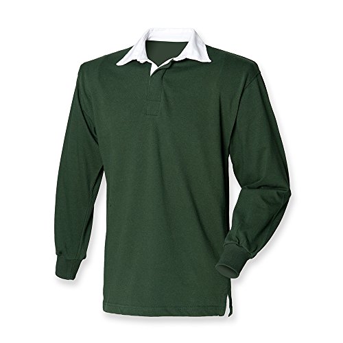 Langärmeliges Original Rugby Shirt für Männer von Front Row Gr. XXL, Flaschengrün