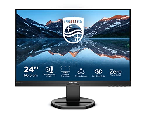 Philips 240B9 61 cm (24 Zoll) Monitor (VGA, DVI, HDMI, DisplayPort, USB Hub, 1920 x 1200 Pixel, 75 Hertz, 16:10 Panel, höhenverstellbar) schwarz
