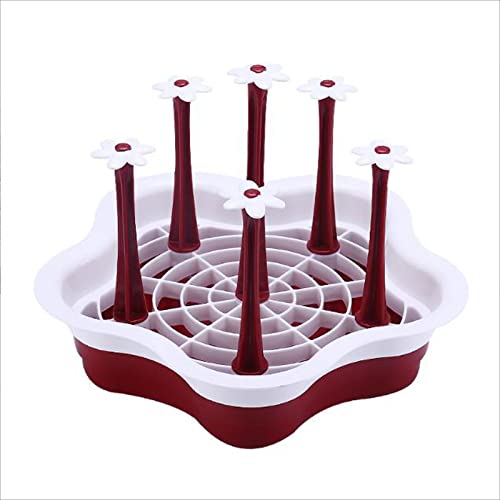VIPAVA Abtropfhalter ständer Detachable Flower 6 Cup Drainer Cup Drying Rack Stand with Drain Tray and Cup Washing Brush Non-Slip Mugs Storage Holder (Color : Red)