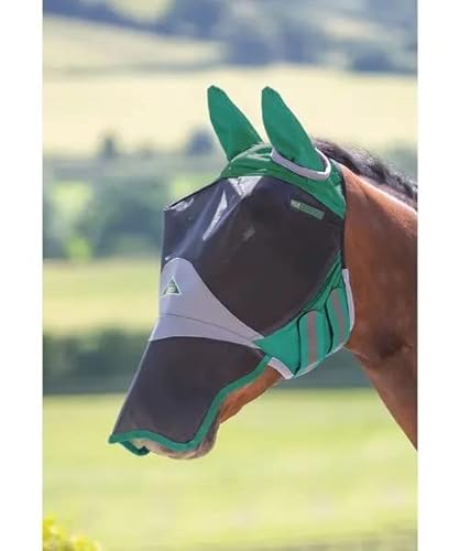 Shires Fliegenmaske für Pferde mit Ohren und Nase Deluxe (großes Pferd) (grün)