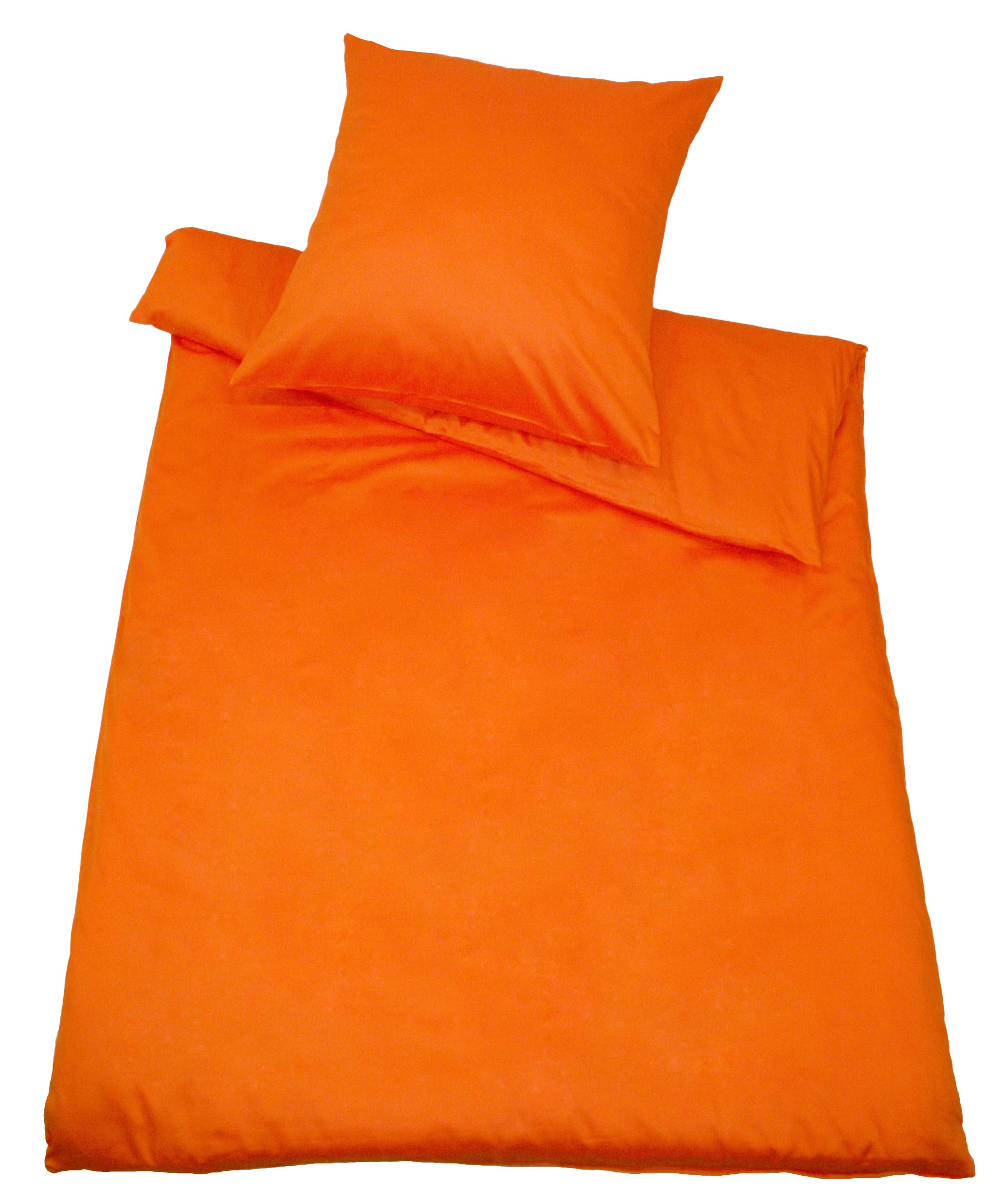 Kinzler B-10000/09 hochwertige Baumwoll-Satin Bettwäsche Uni, modern, 80x80 + 135x200 cm, orange