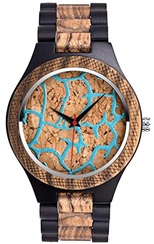 SUPBRO Herren Uhren Herren-Armbanduhr Analog Quarzuhr Armbanduhr stylish Holz Uhr aus Naturholz mit Holzarmband