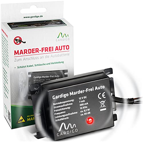 Gardigo Marder-Frei Auto / Marderschutz für KFZ I Marderabwehr Marderschreck I Für Anschluss an 12V Autobatterie