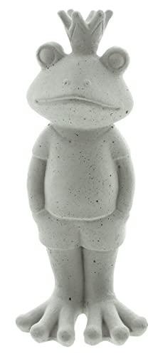 FRANK FLECHTWAREN Froschkönig Stone, märchenhafte Dekofigur, Beton, schwere Qualität, Maße: Höhe 39 cm
