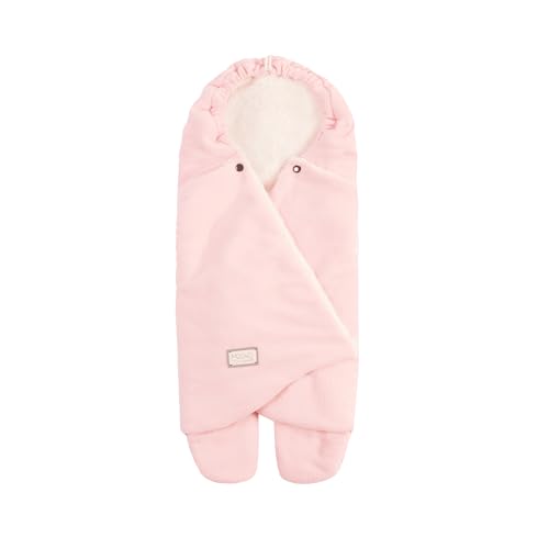 Nuvita 9100 Cuddle | Weicher Schlafsack mit Verstellbarer Kapuze und individuellem Fußsack | perfekt für 0 bis 10 Monate (80 cm) | Temperaturbeständig bis 8 °C, Wasser- und Winddicht | Rosa/Weiß