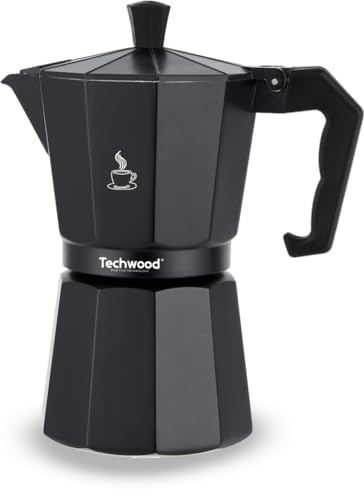 Techwood Traditionelle Mokka-Kaffeemaschine aus Aluminium – 6 Tassen – für alle Herdarten geeignet – pflegeleicht