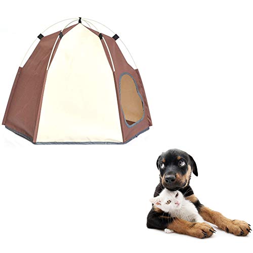 Hunde Zelt hundezelt Indoor Faltbares Katzenbett Hundeschatten im Freien Hundebett mit Sonnenschirm Indoor Hundehütte Pop Up Hundezelt Brown