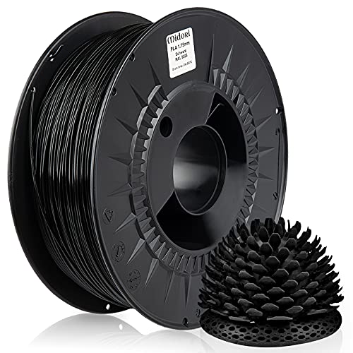 Midori® PLA Filament | 1,75mm 3D-Drucker-Filament 1kg Spule in Schwarz | Verwicklungsfreies Filament für 3D-Drucker & Stift