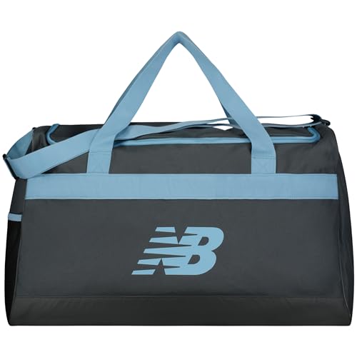 New Balance Duffel Bag Medium Gym Bag Reisegepäck mit Tragegriffen und verstellbarem Schultergurt, Grau/Blau, Grau/Blau, Seesack, mittelgroßer Turnbeutel, Reisegepäck mit Tragegriffen und